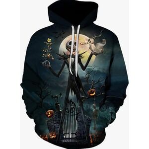 NWT Unbranded Jack Skellington Hoodie Unisex 2XL Black 3D